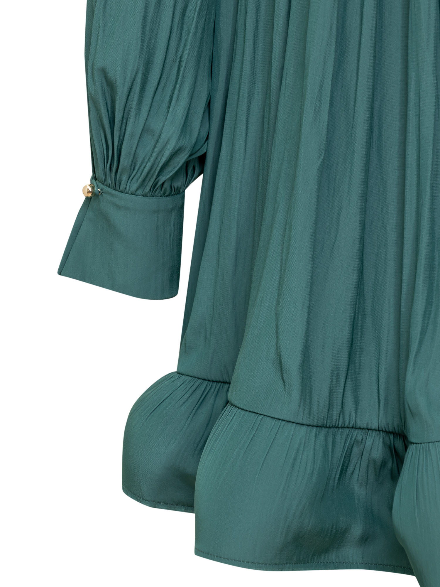 Shop Lanvin Long Sleeved Gathered Flared Dress In Blue