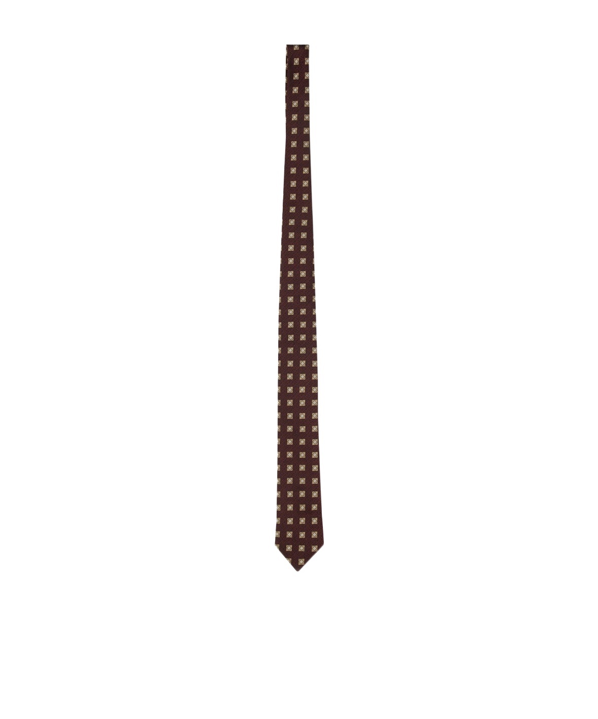 Zegna Slim Jacquard Silk Tie With Square Pattern In Red