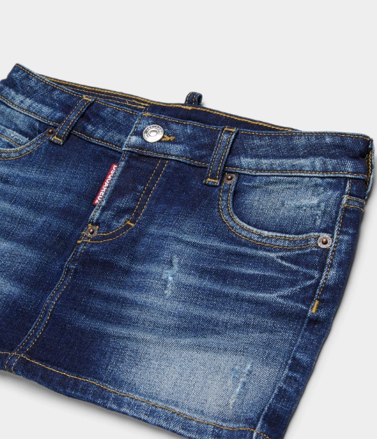 Dsquared2 Kids Distressed Denim Mini Skirt In Blue