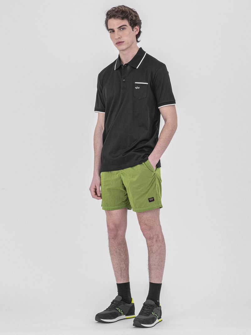 Paul & Shark Logo Short-sleeved Polo Shirt In Black