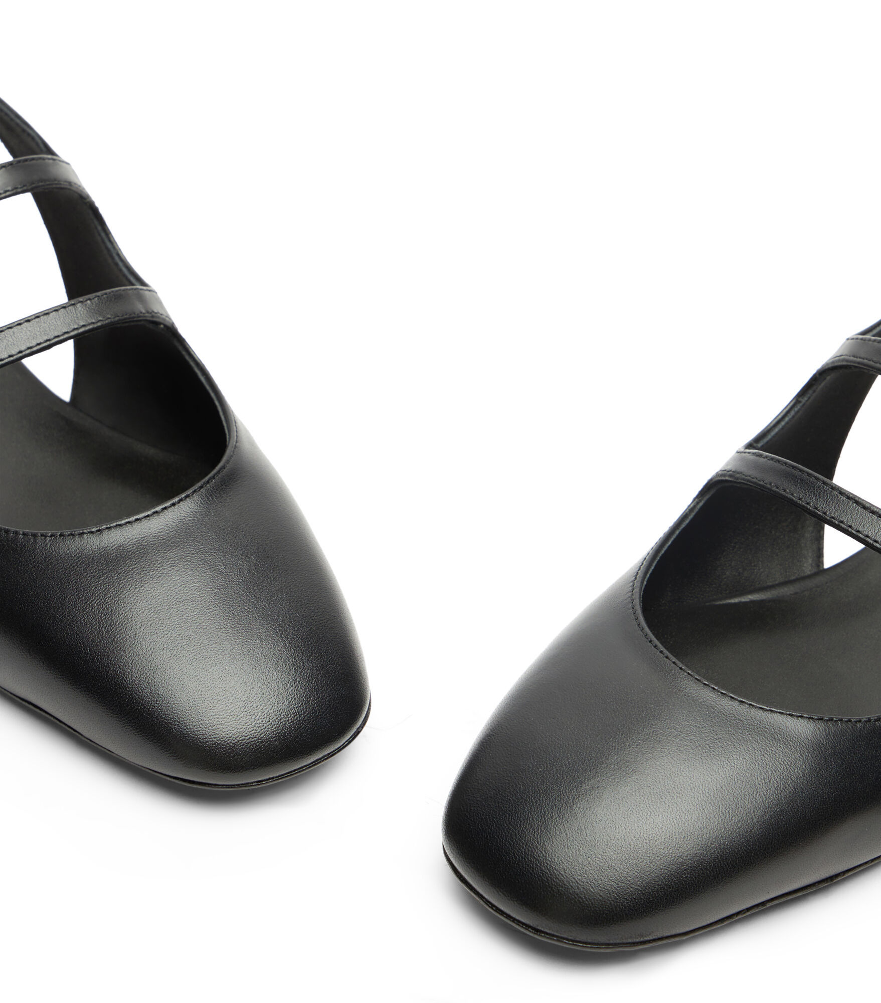 Stuart Weitzman Buckle Cut-out Leather Slingback Ballerina Shoes In Black