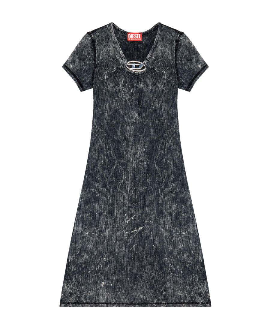 Diesel D-crespe A-line Denim Dress In Gray