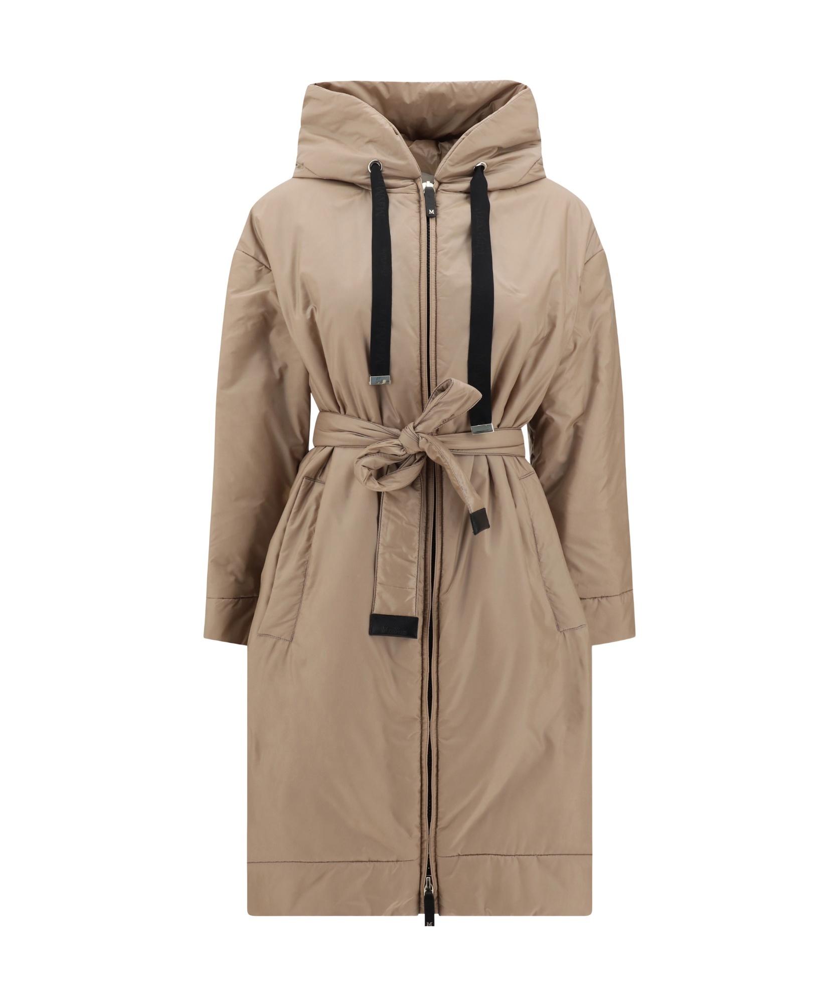 Shop Max Mara Belted Drawstring Coat In Nude