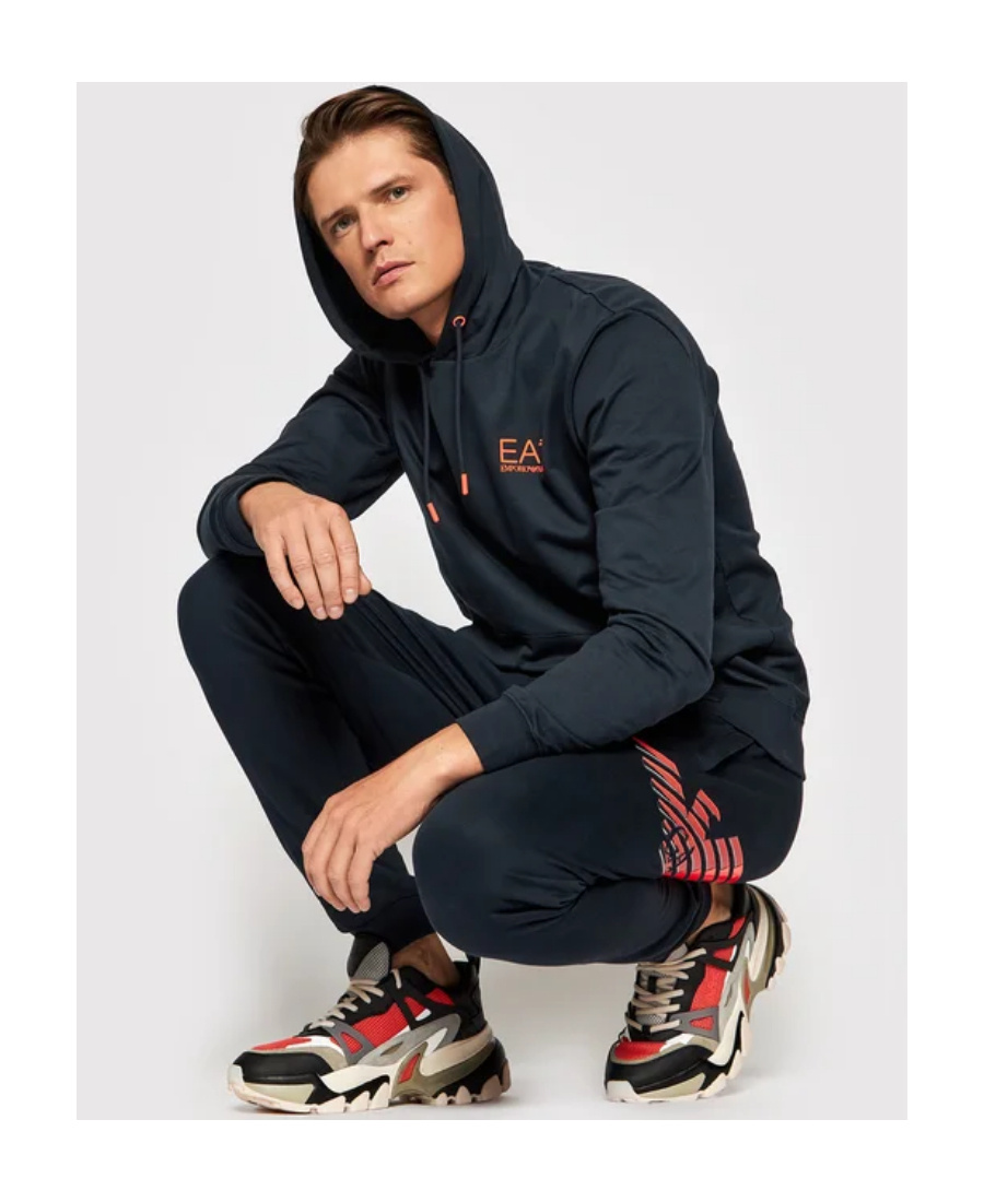 Ea7 Logo-print Jersey Hoodie In Black