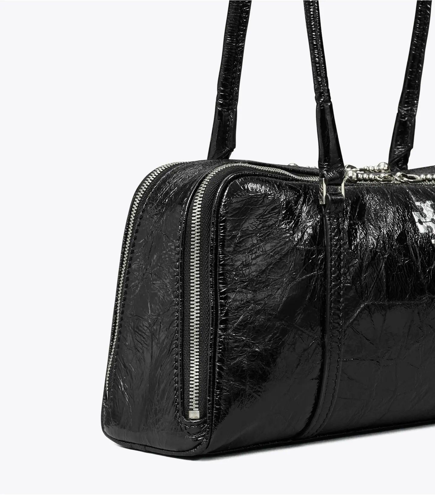 Tory Burch Small Marshmallow Crinkle-leather Shoulder Bag In Black