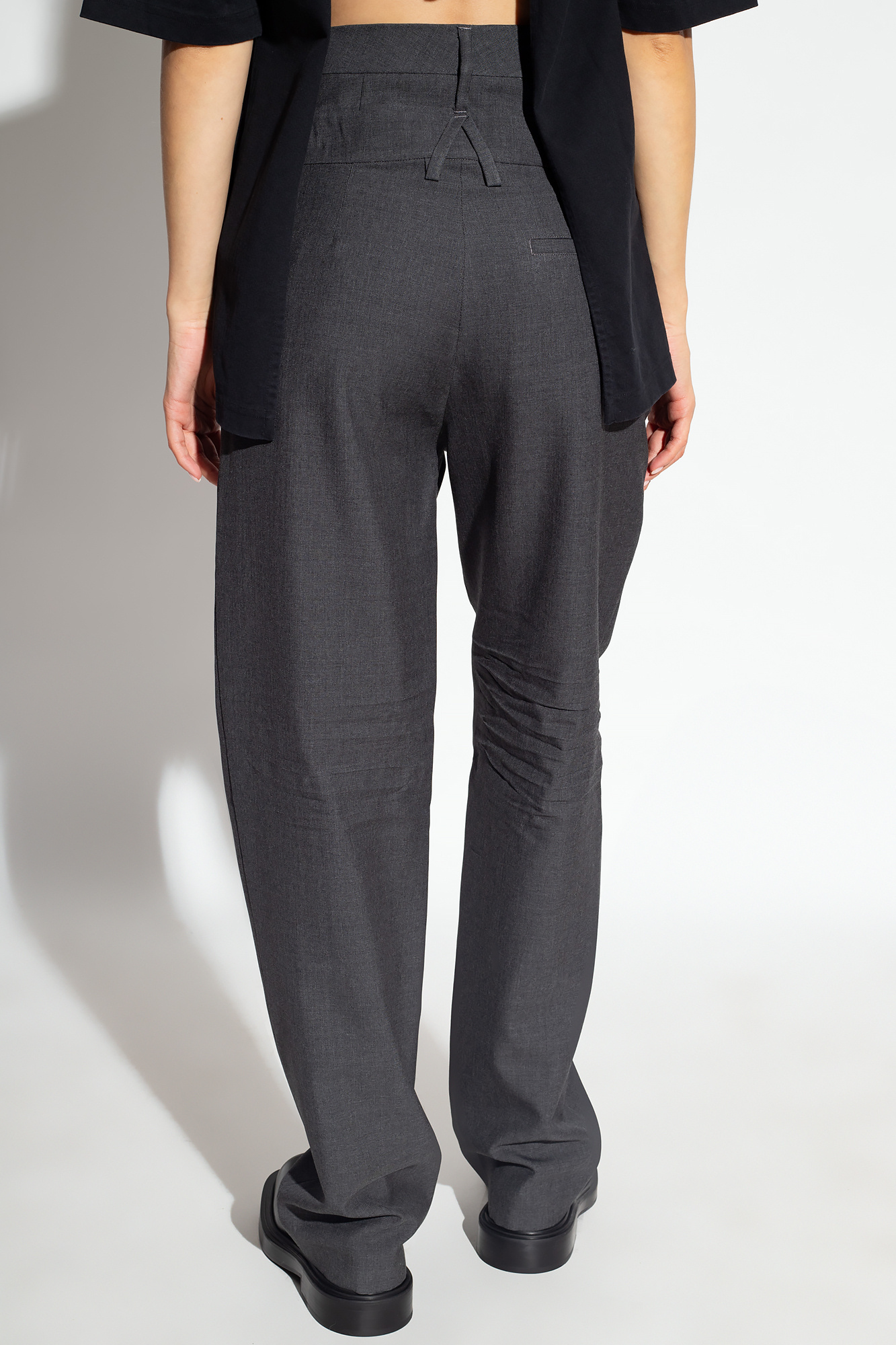 Ambush High-waisted Virgin-wool Trousers In Black