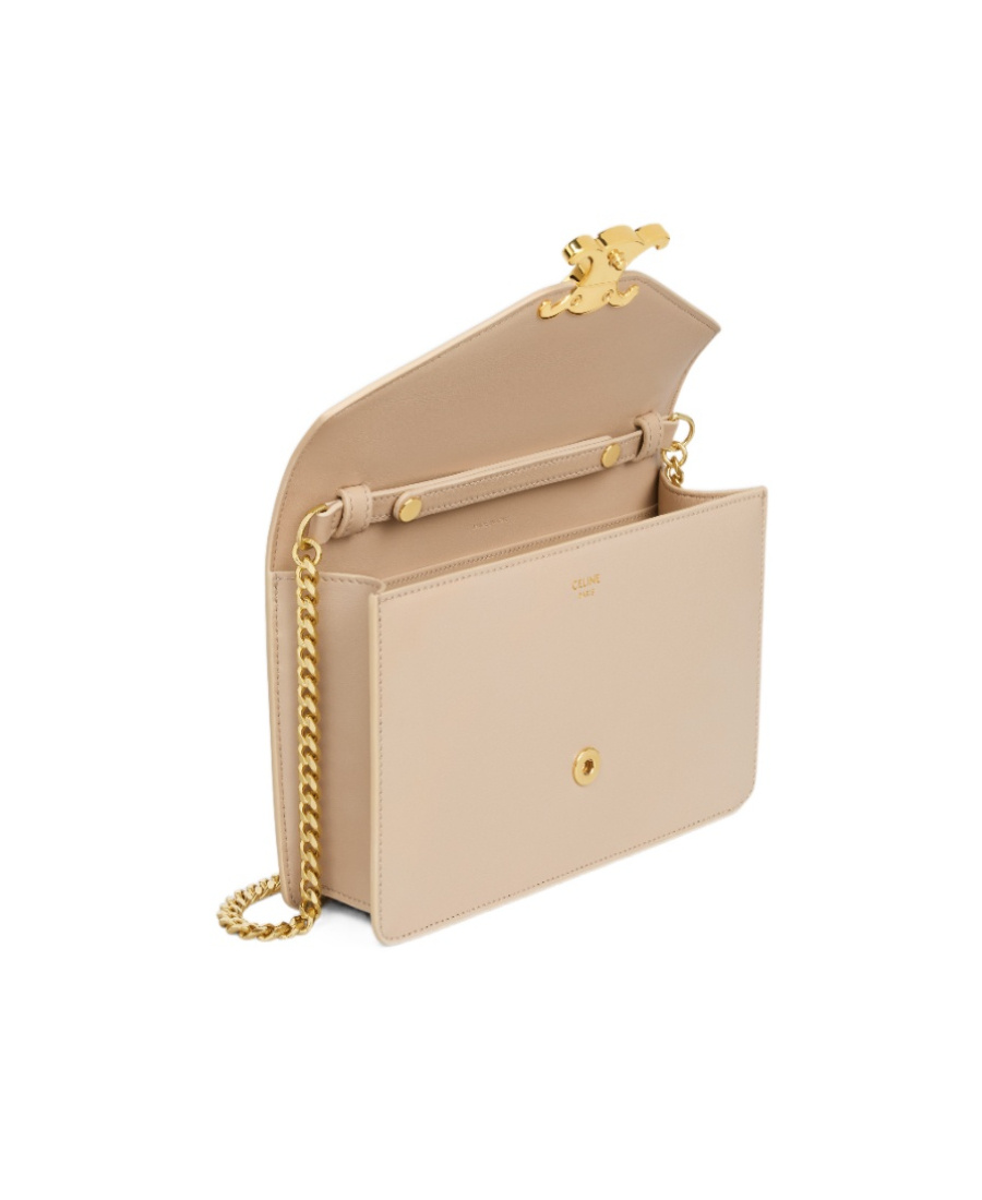 Celine Margo Shiny Chain Wallet In Nude