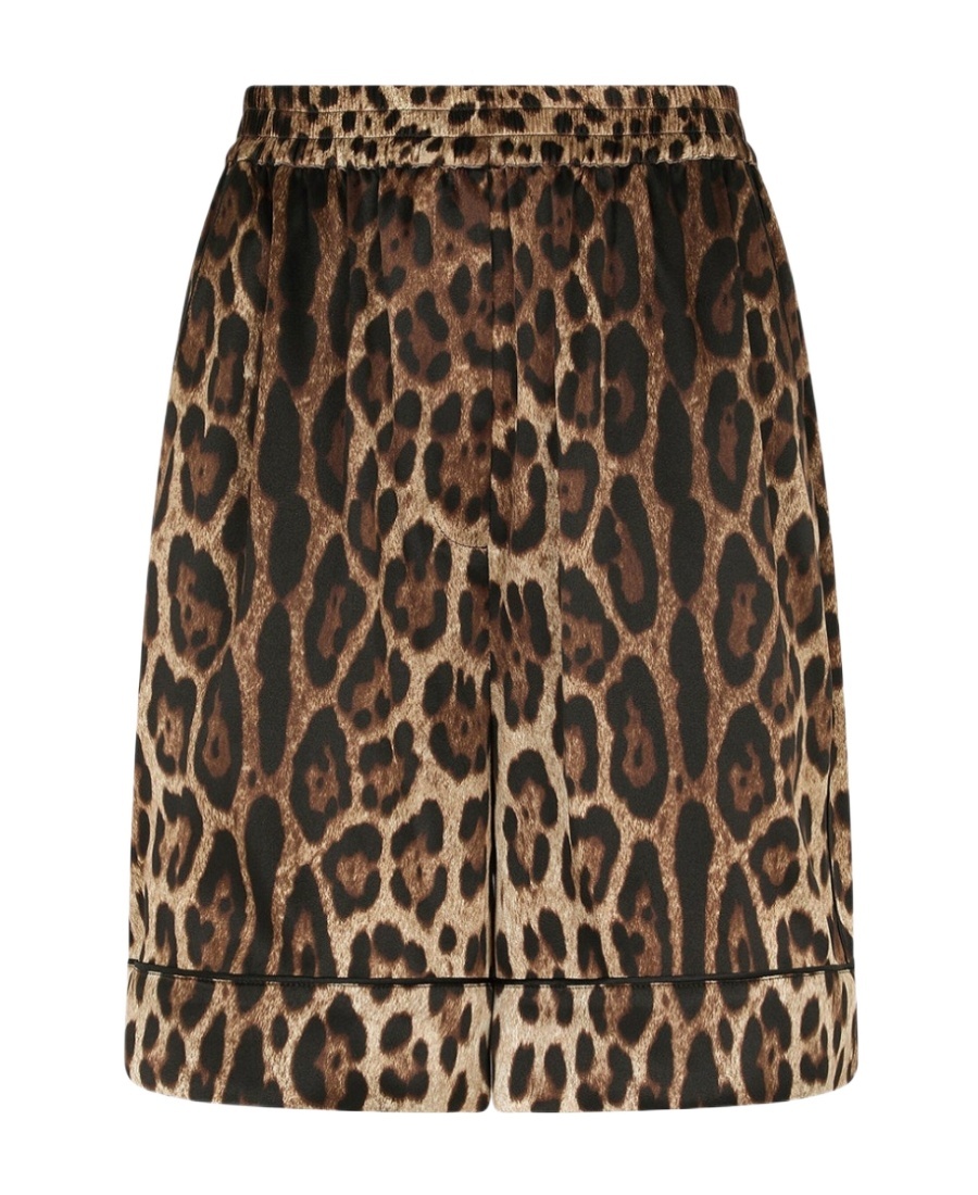 Dolce & Gabbana Leopard-print Silk-twill Shorts In Black
