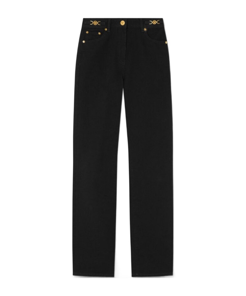 Versace Medusa-plaque Detail Jeans In Black