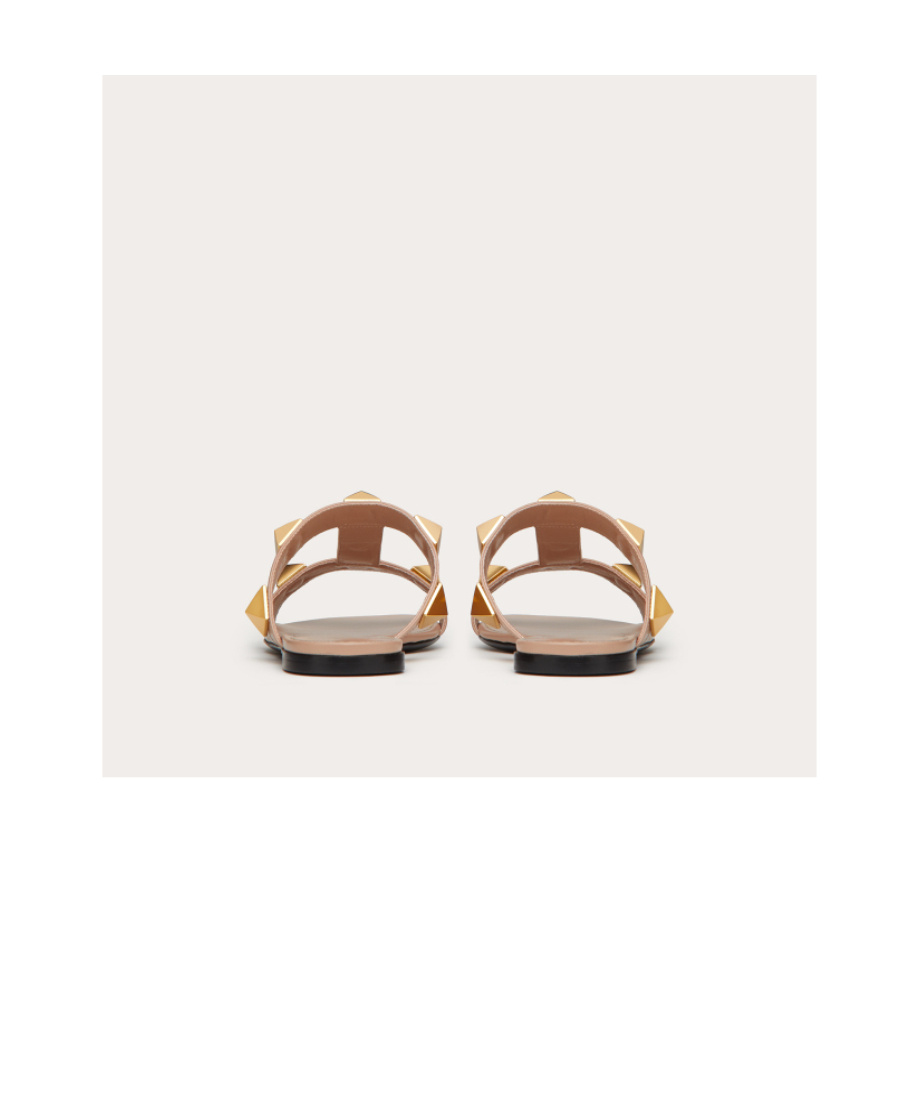 Shop Valentino Roman Stud Slide Sandals In Nude