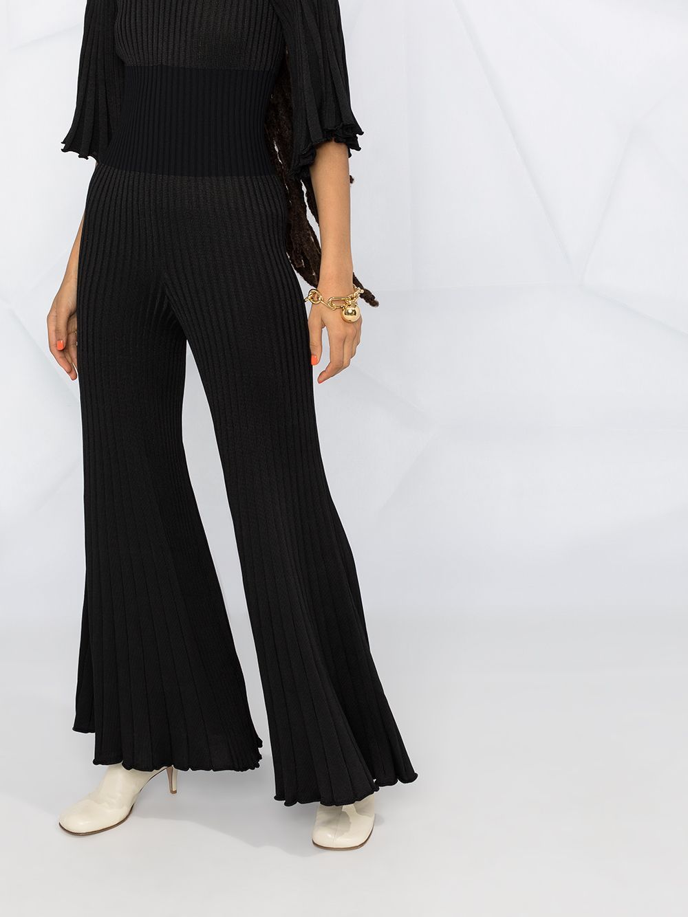 Bottega Veneta Ruffled Pleated Jumpsuit In Black