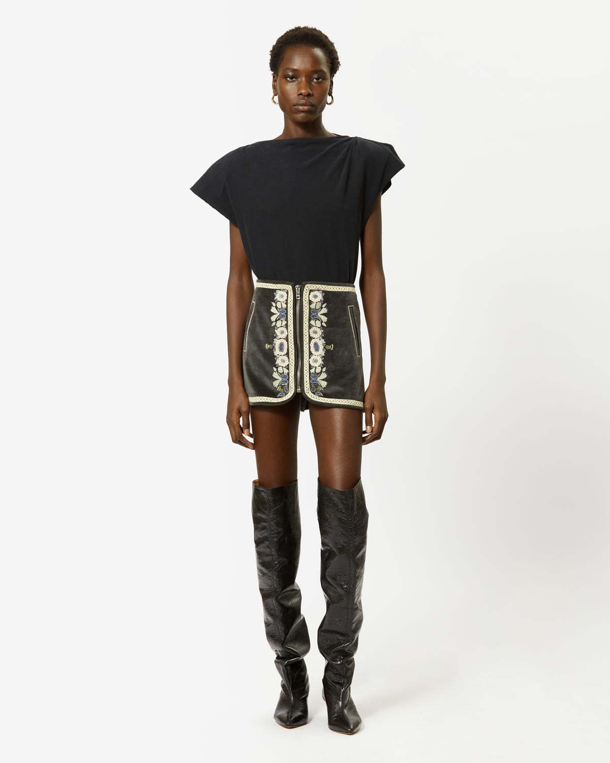 Isabel Marant Sebani Padded Asymmetric T-shirt In Black