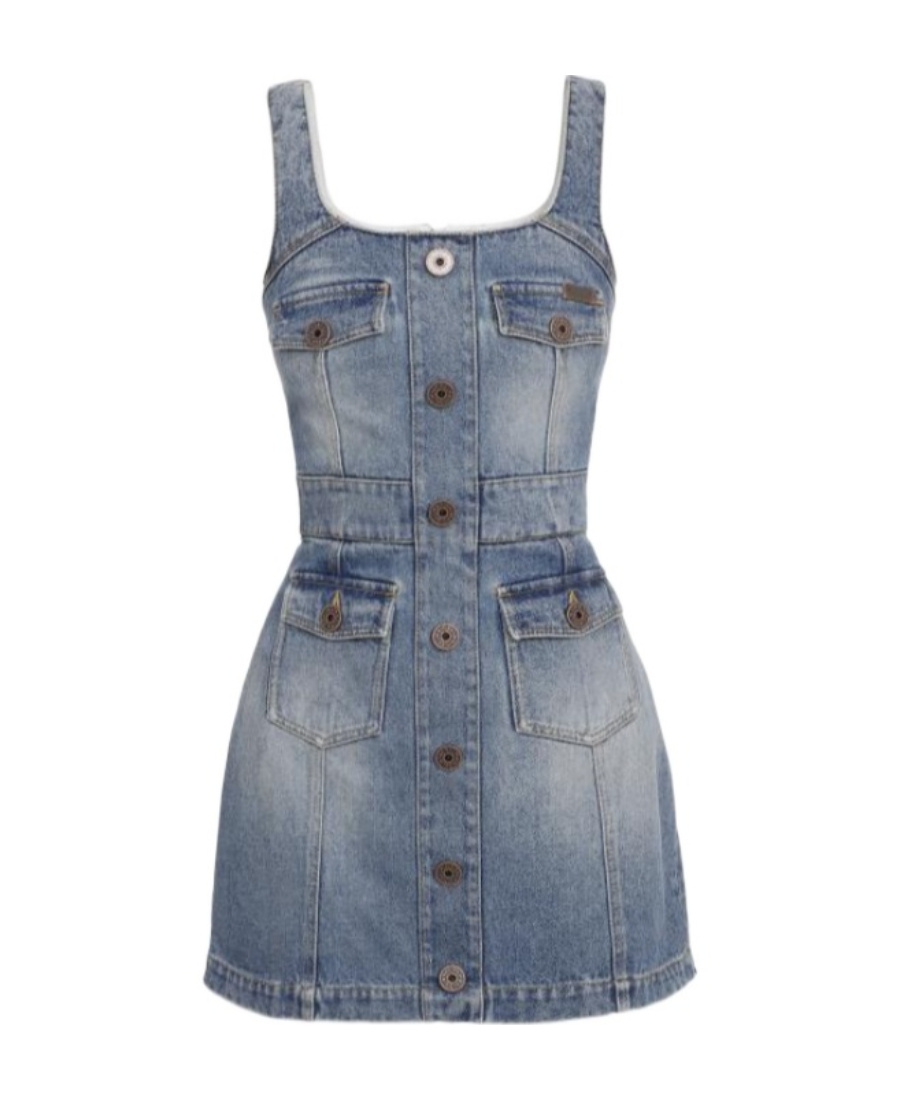 BALMAIN DENIM SLEEVELESS MINIDRESS