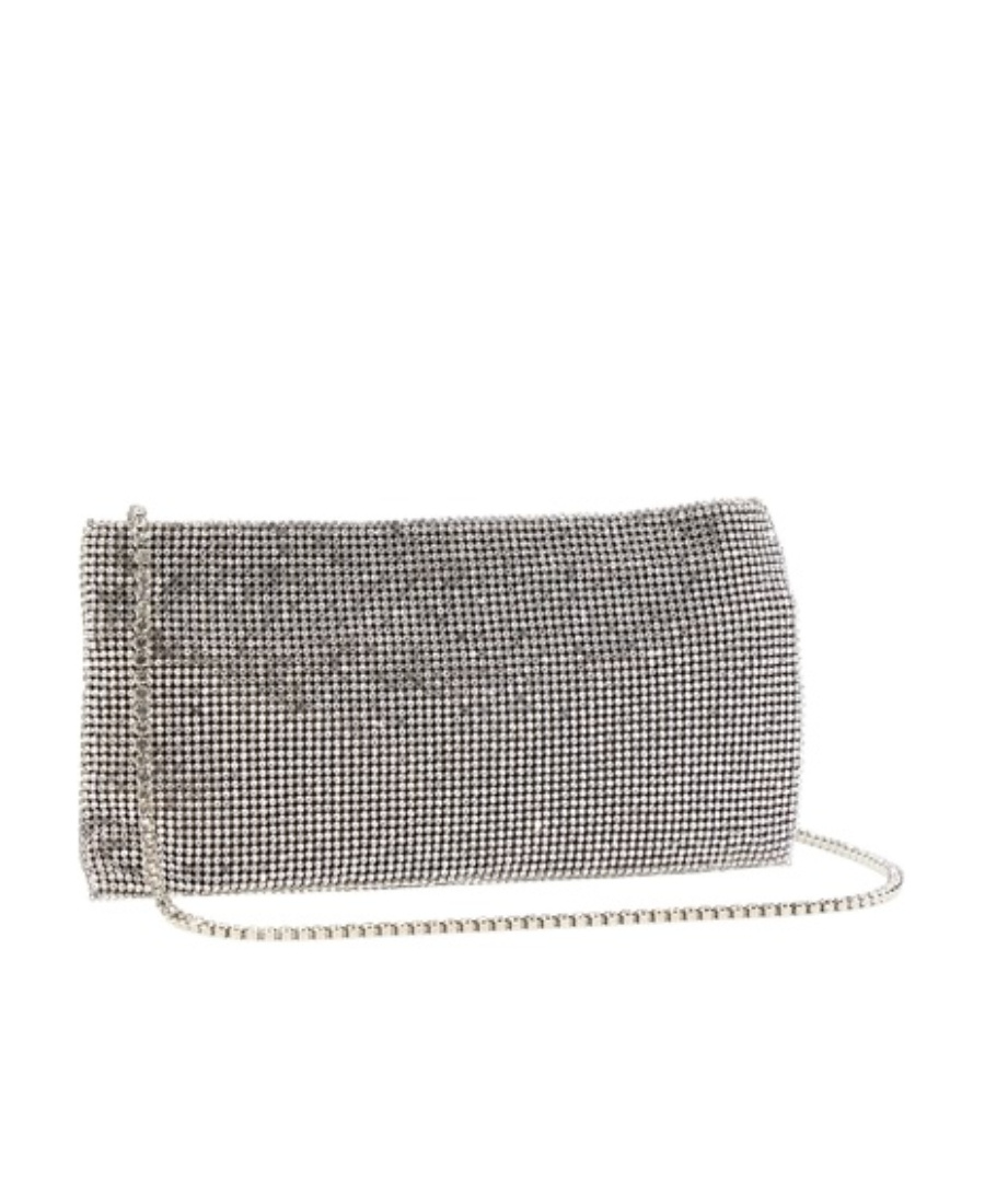 Benedetta Bruzziches La Petite Your Best Friend Chain Clutch In Gray