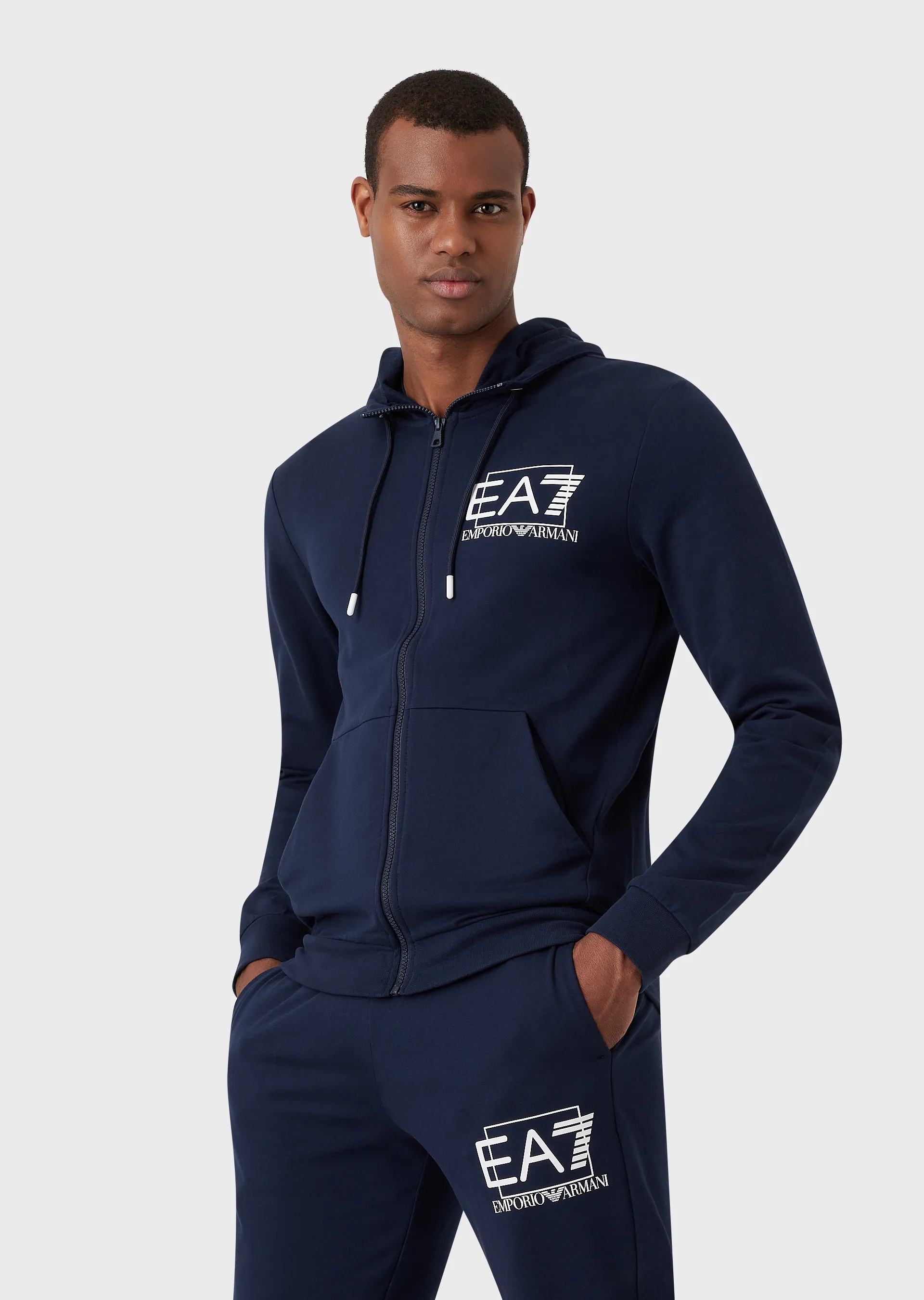 Ea7 Logo And Hat Casual Jacket In Blue