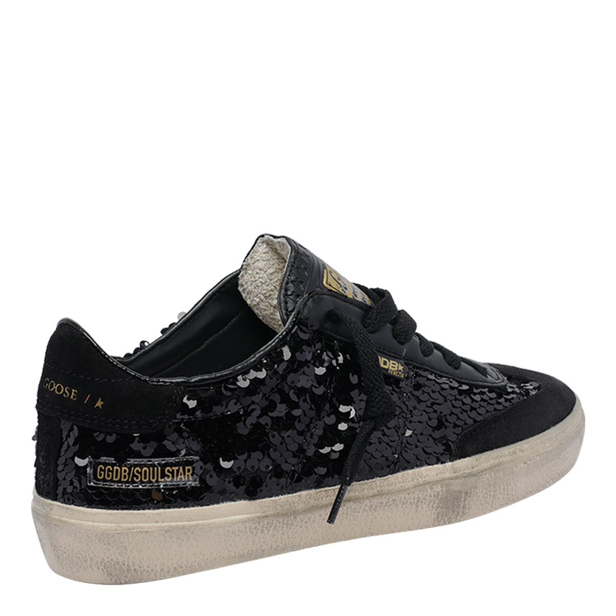 Golden Goose Sequin-embellished Round-toe Sneakers In Black