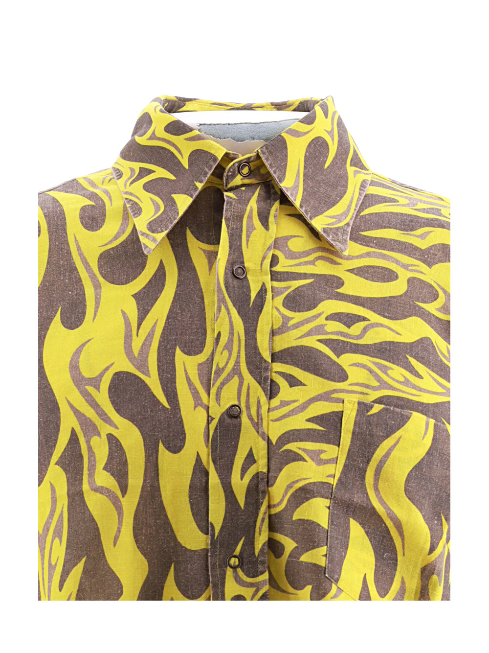 Erl Flame-print Canvas Shirt In Brown