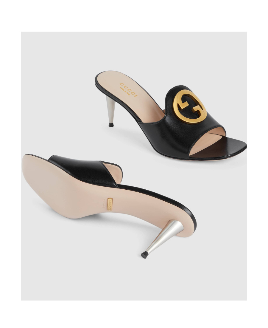 Gucci Blondie Open-toe Mules In Black