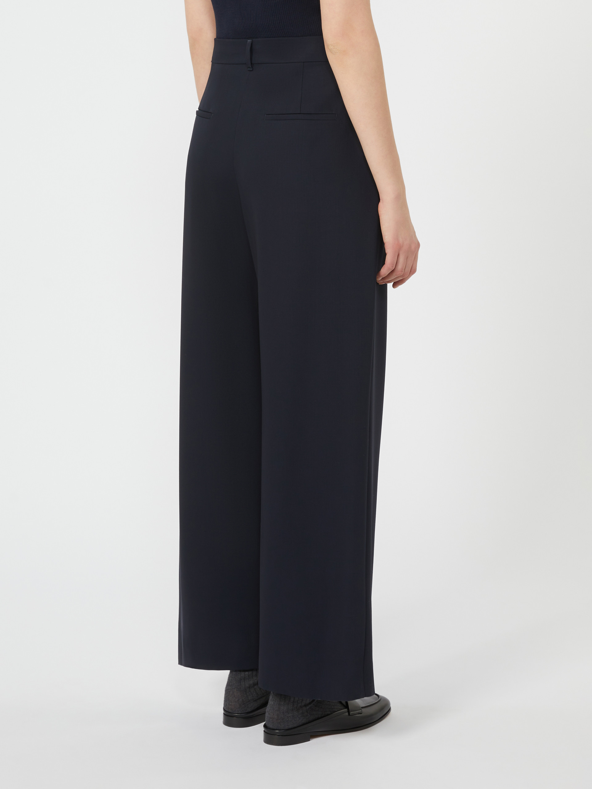 Max Mara Wool Crepe Trousers In Blue