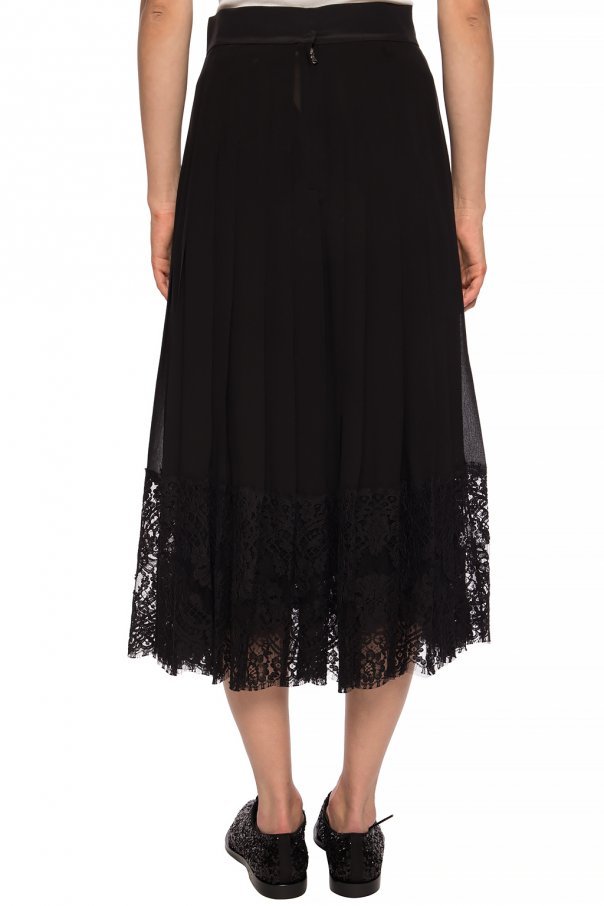 Dolce & Gabbana Flared Lace-hem Skirt In Black