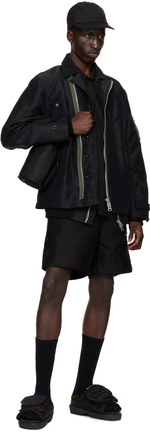 Sacai Multi-pocket Slides In Black