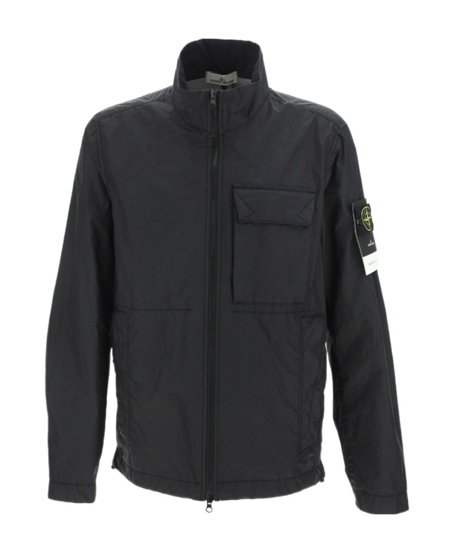STONE ISLAND LOGO-PATCH ZIP-UP JACKET
