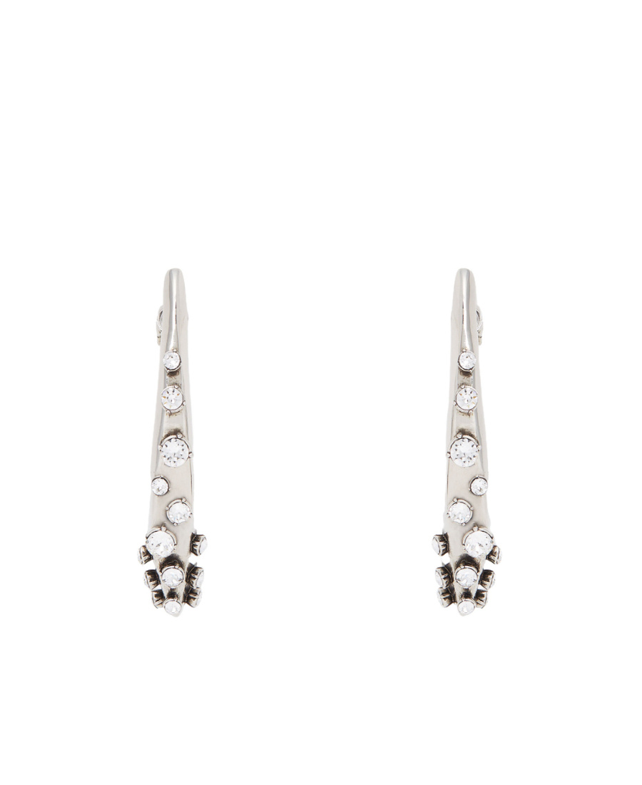 Alexander Mcqueen Embellished Skull Charm Hoop Earrings In White