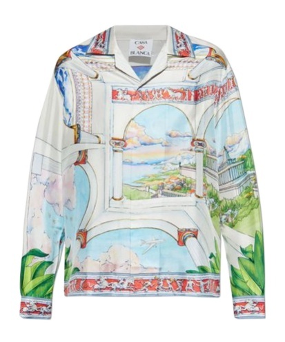 Casablanca Mens Camp-collar Long-sleeve Silk Shirt Le Passage In Multicolor