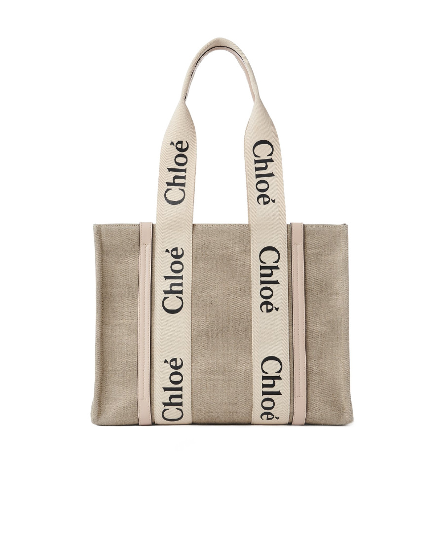 Shop Chloé Medium Woody Tote Bag In Nude