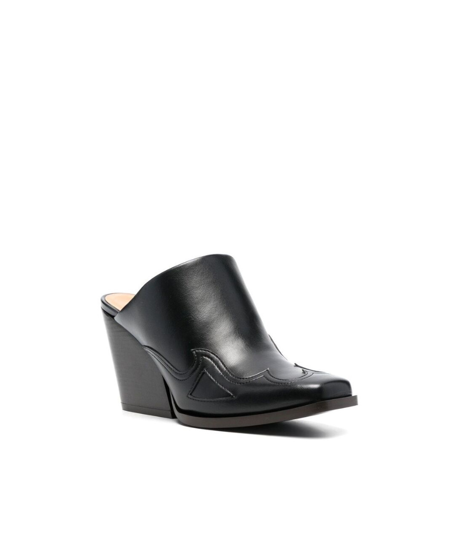 Stella Mccartney Square-toe Cuban-heel Mules In Black