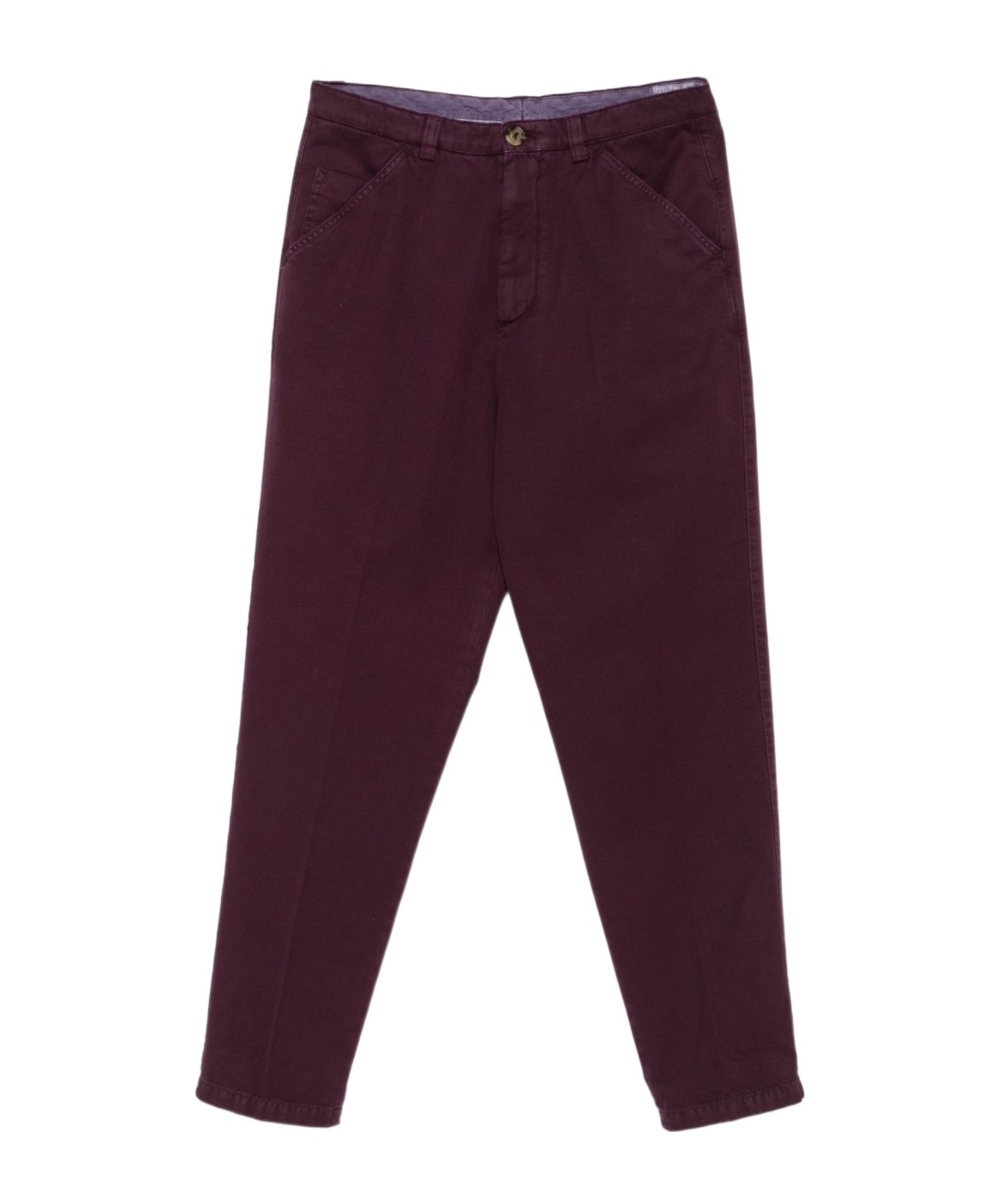 Brunello Cucinelli Cotton Trousers With Side And Back Pockets In Purple
