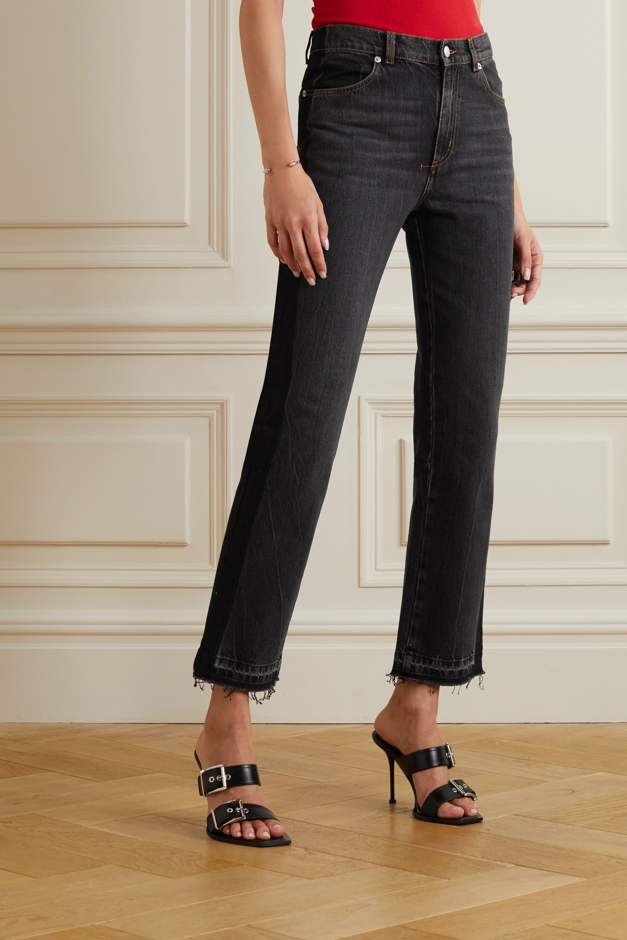 Alexander Mcqueen Alexander Mc Queen Slim Black Bell Bottom Jeans In Black