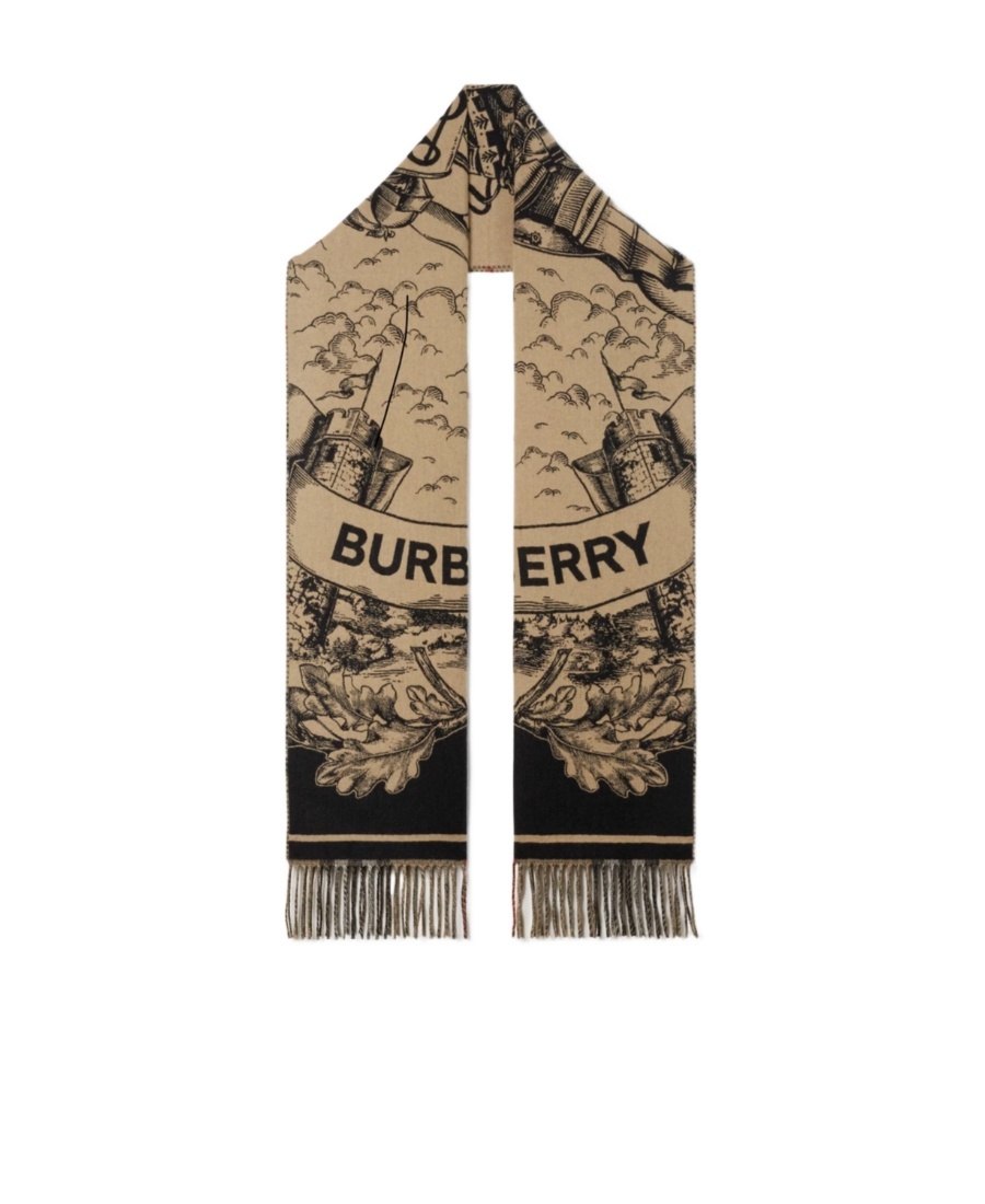 Burberry Ekd Cashmere Jacquard Reversible Scarf In Nude