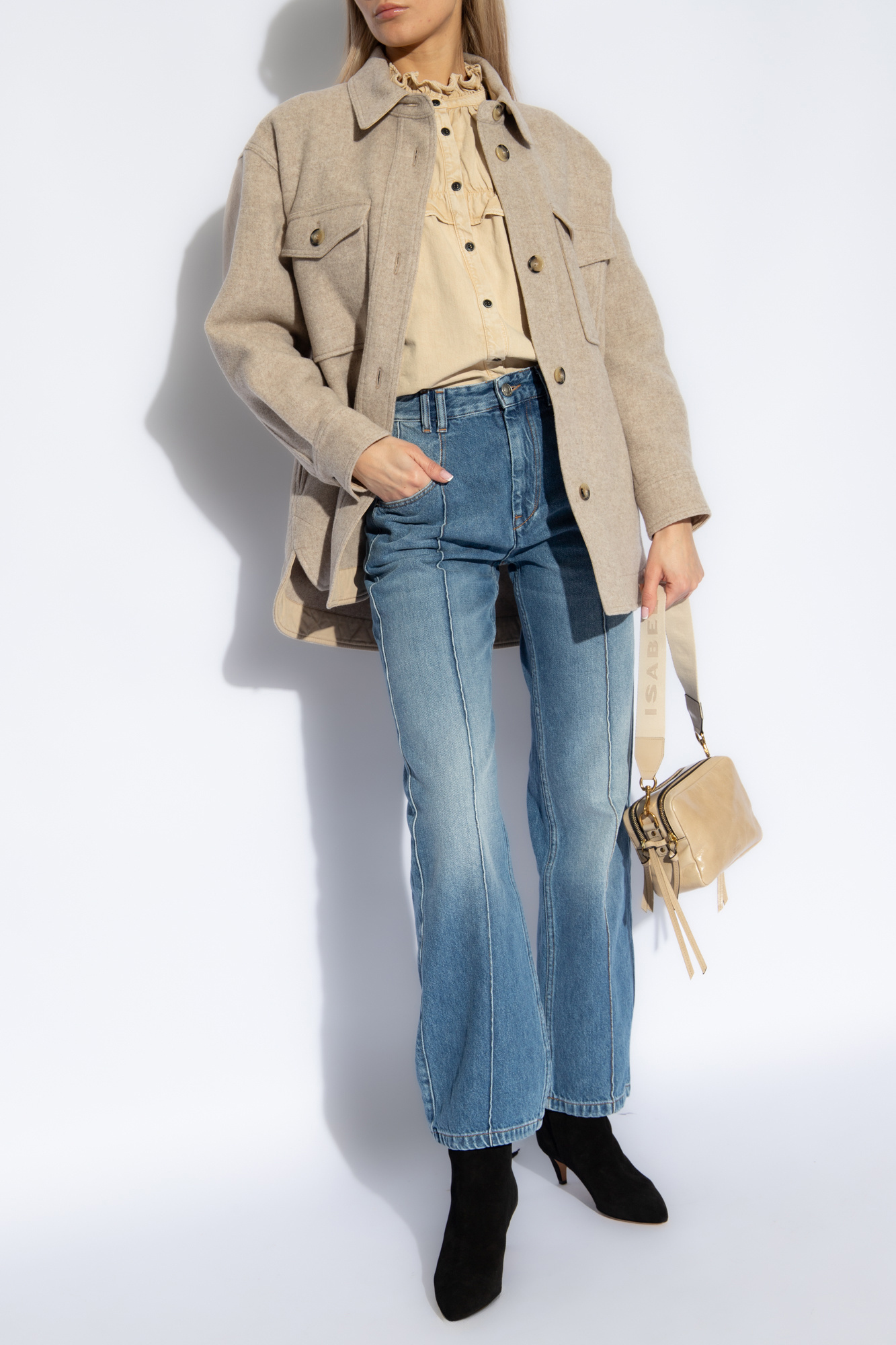 Isabel Marant Harveli Buttoned Jacket In Nude