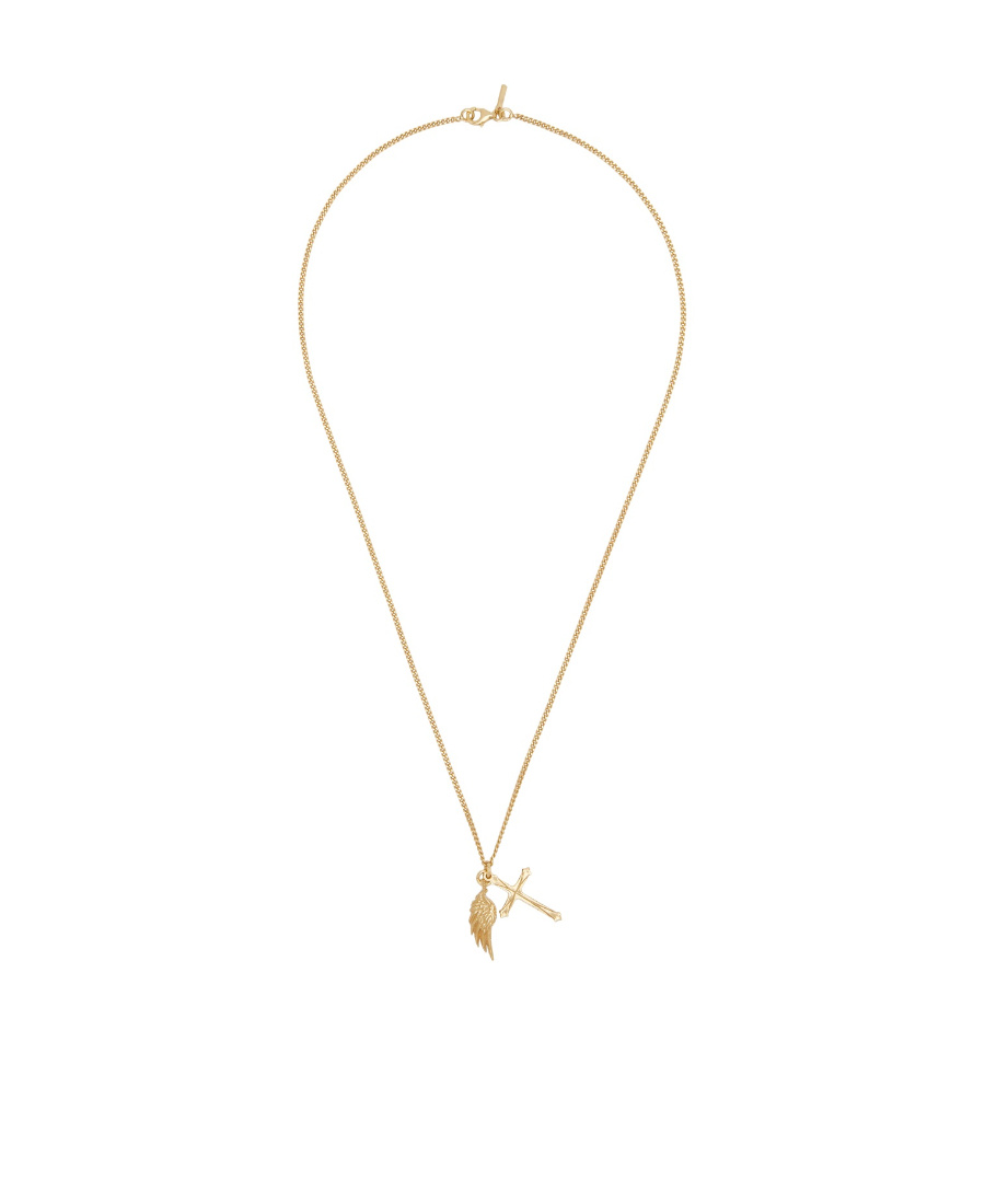 Emanuele Bicocchi Wing Cross Pendant In Yellow