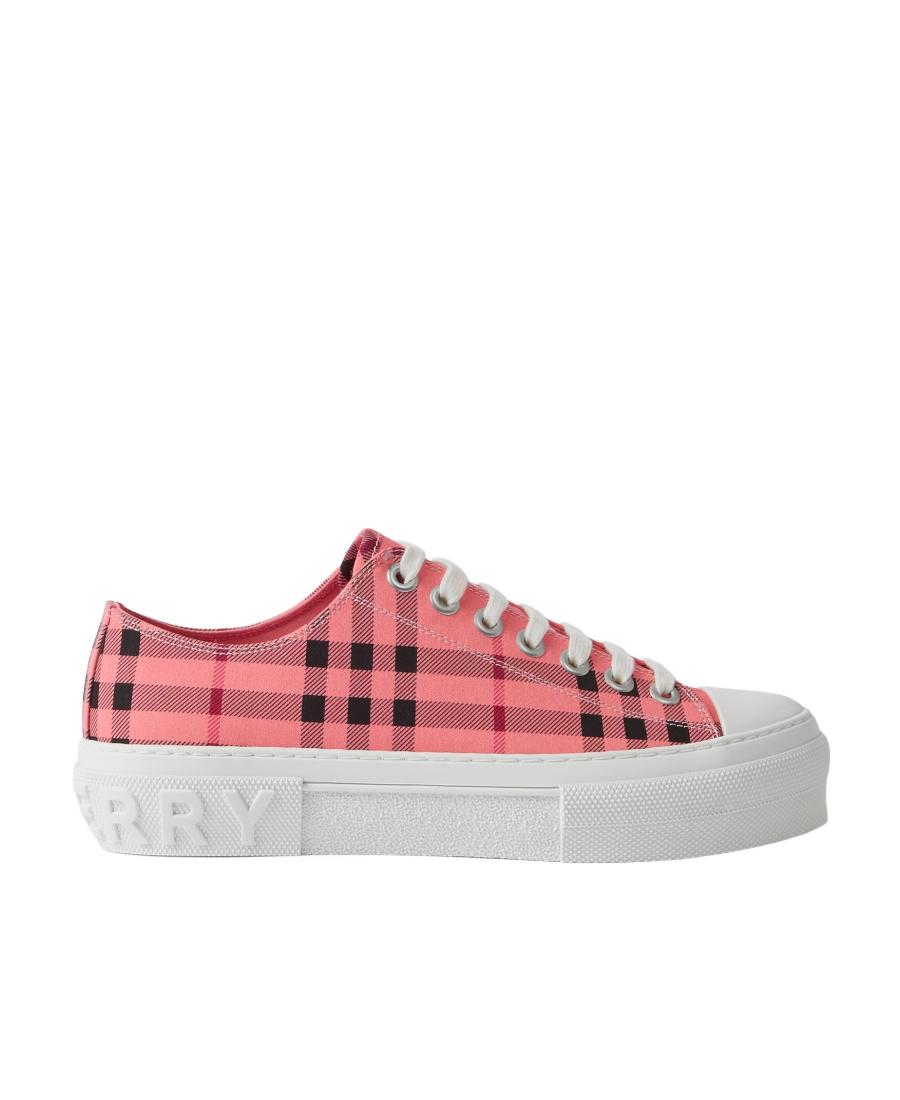 Burberry Check-print Lace-up Sneakers In Pink