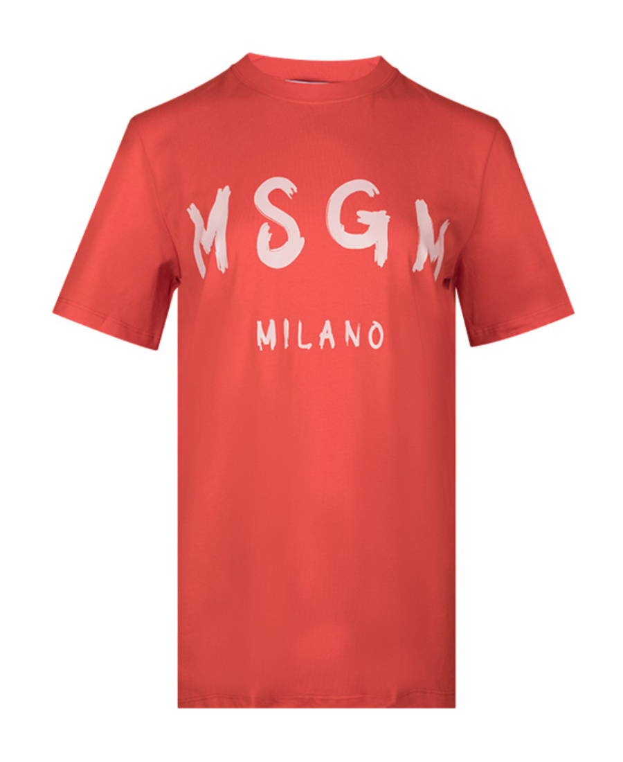 Msgm Logo Printed T-shirt In Red