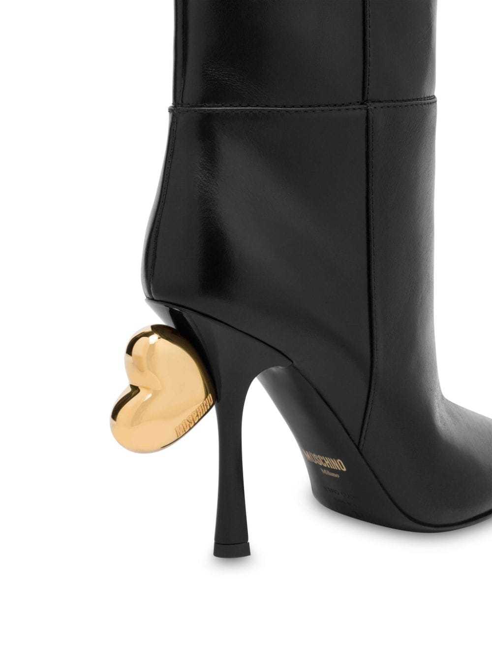 Moschino Sculpted Heel Knee-high Leather Boots In Black