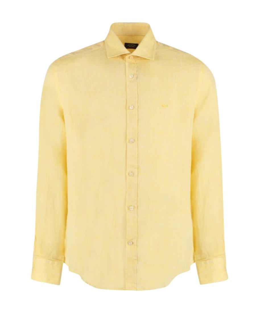 Paul & Shark Linen Shirt In Yellow