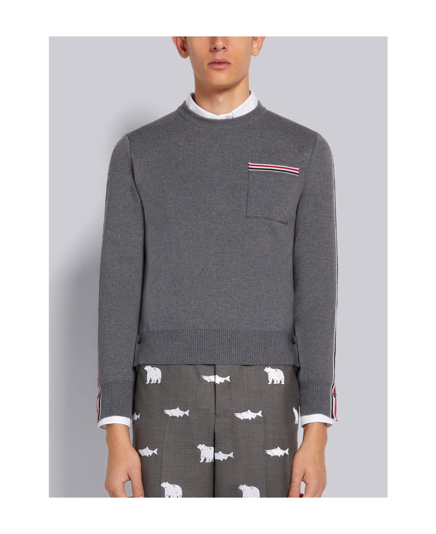 Thom Browne Round-neck Sweater In Gray