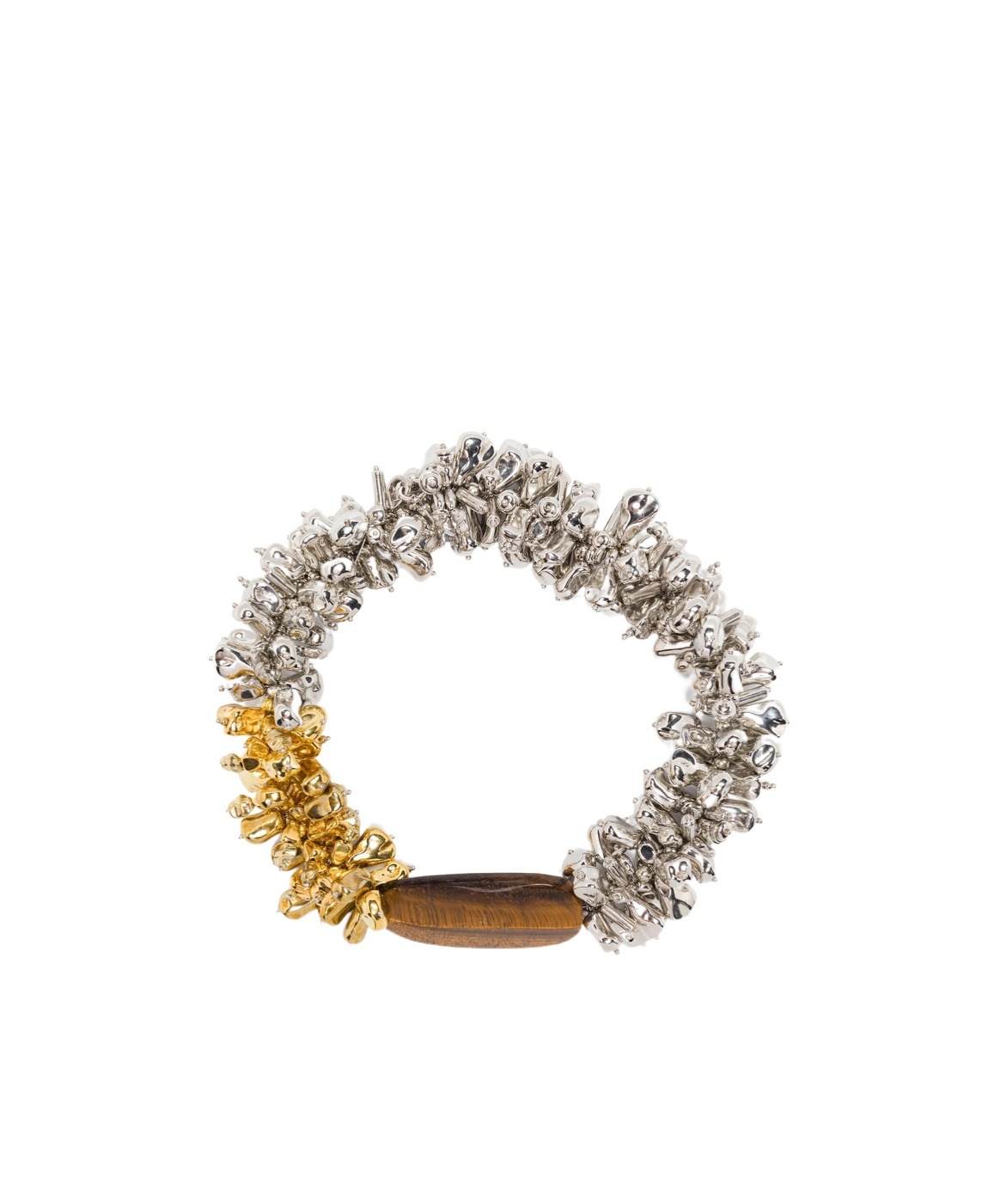 Dries Van Noten Two-tone Embroidered Necklace In Metallic