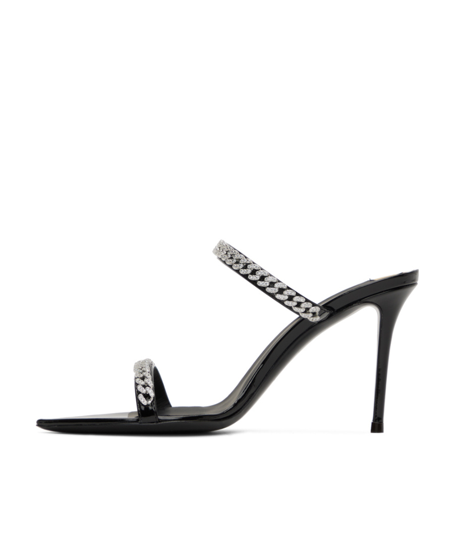 Giuseppe Zanotti Intrigo Crystal Chain Two-band Sandals In Black