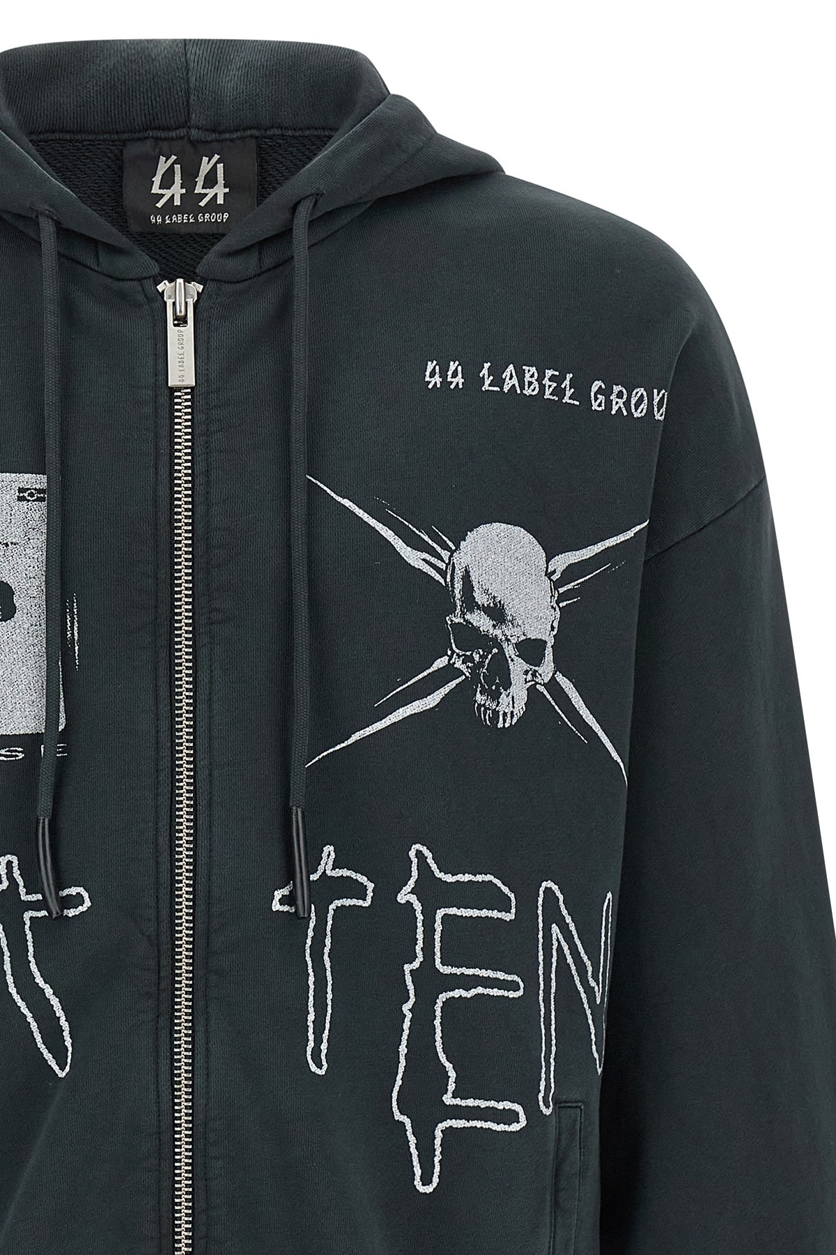 44 Label Group Commission Raw-cut Zip Hoodie In Black