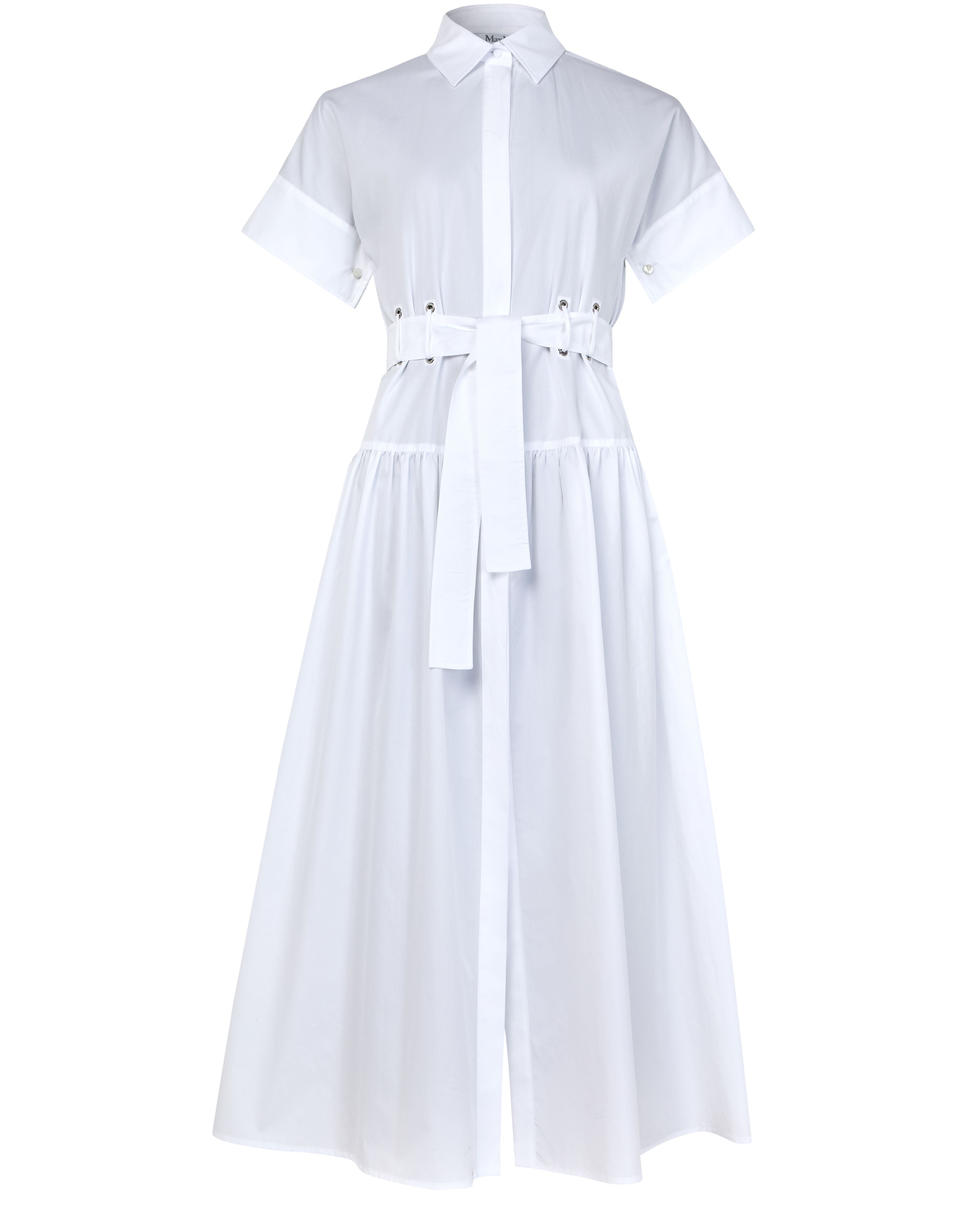 Max Mara Lapel Short-sleeved Dress In White