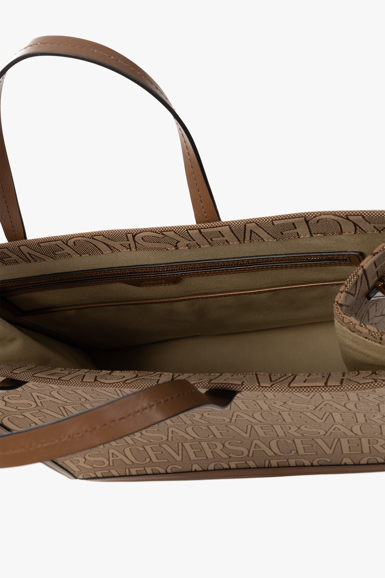 Versace Shopper Bag With Allover Logo In Multicolour