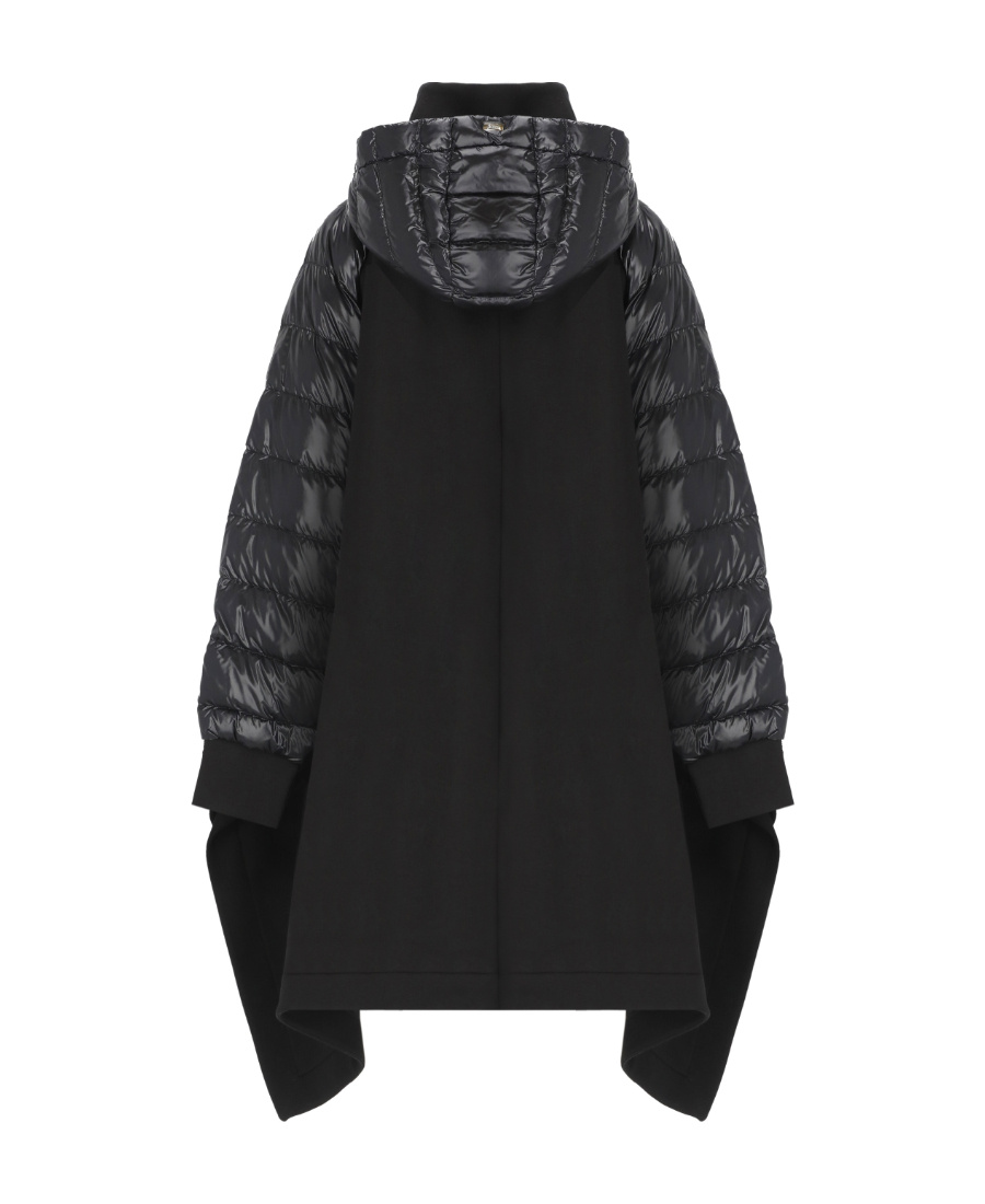 Herno Hooded Cotton Knitted Cape In Black