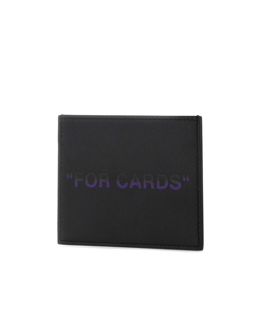 Off-white Leather Cardholder In Black
