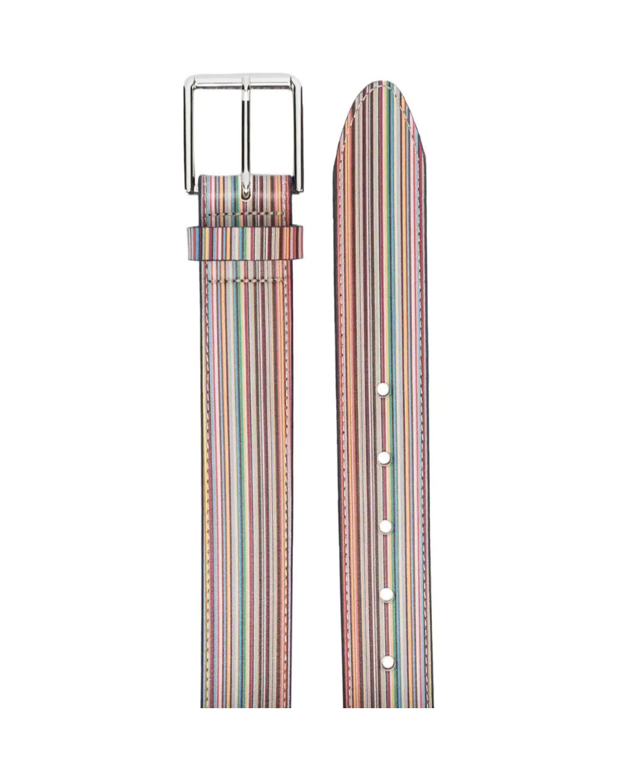 Paul Smith Striped Buckle Belt In Nude