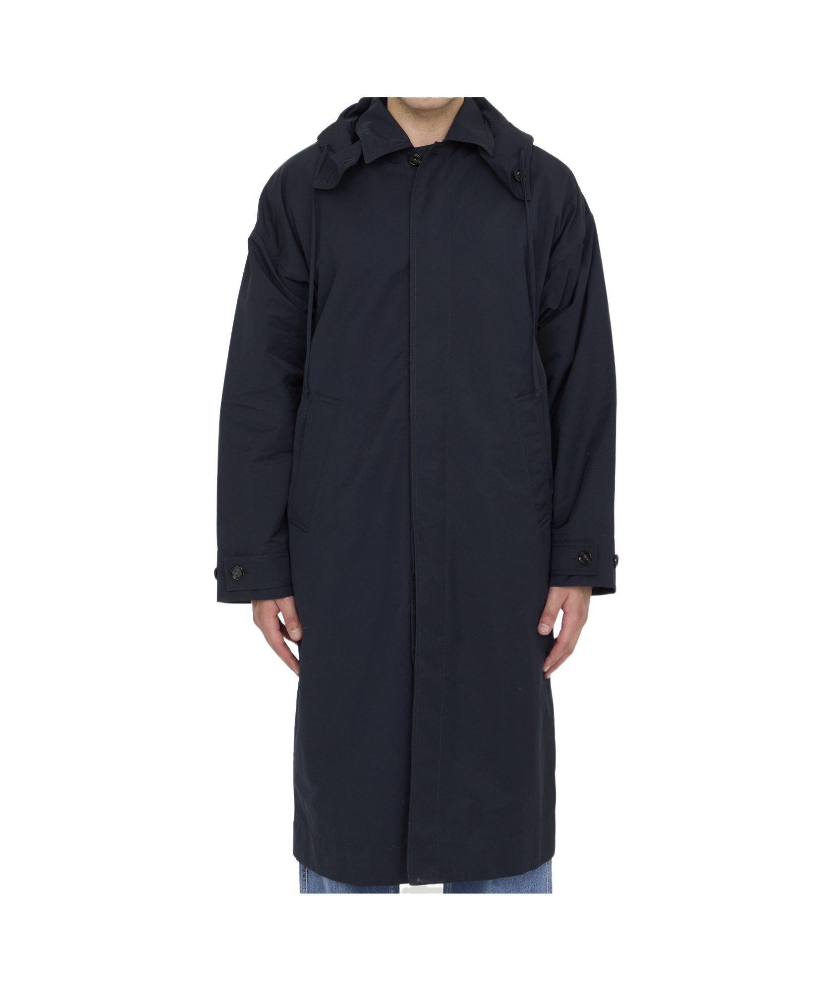 Bottega Veneta Nylon Blend Trench Coat With Buttoned Cuffs In Black