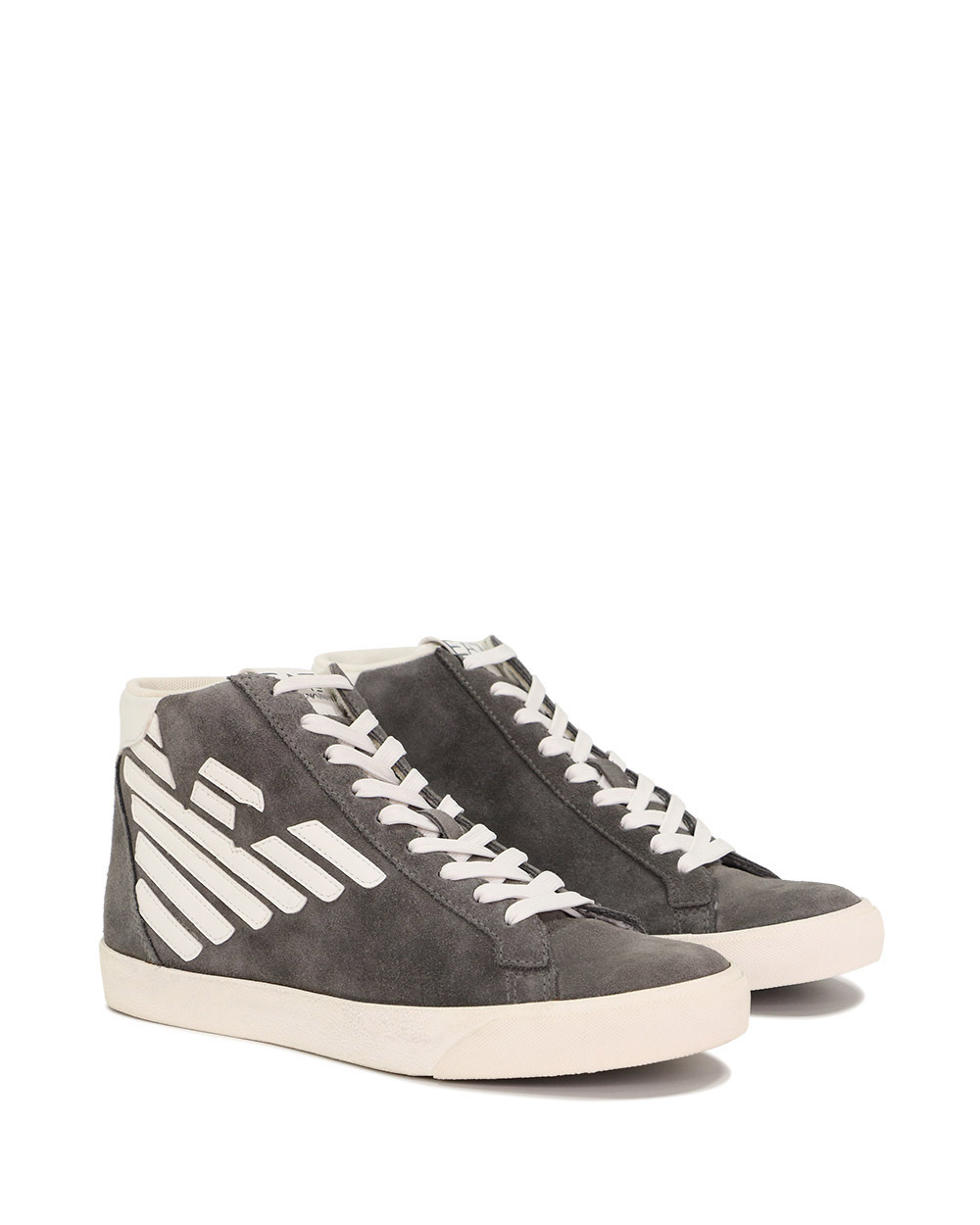 Ea7 High-top Logo Leisure Sports Shoes In White
